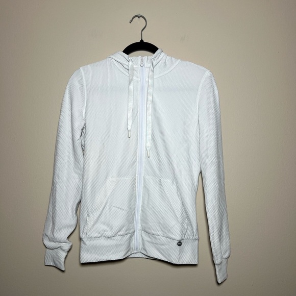 White Textured Athletic Zip Up - Picture 1 of 8